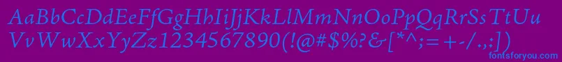 AjensonproLtitcapt Font – Blue Fonts on Purple Background