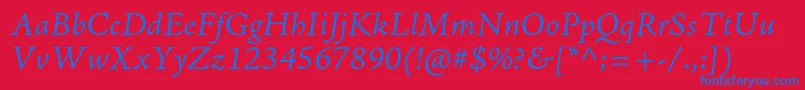 AjensonproLtitcapt Font – Blue Fonts on Red Background