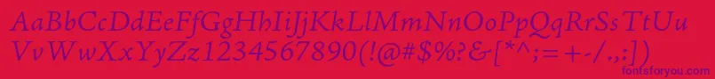 AjensonproLtitcapt Font – Purple Fonts on Red Background
