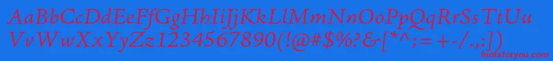 AjensonproLtitcapt Font – Red Fonts on Blue Background