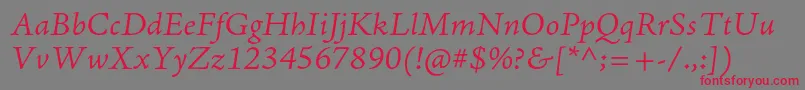 AjensonproLtitcapt Font – Red Fonts on Gray Background