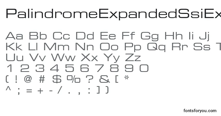 A fonte PalindromeExpandedSsiExpanded – alfabeto, números, caracteres especiais
