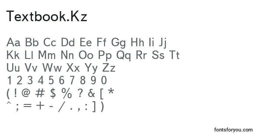 Czcionka Textbook.Kz – alfabet, cyfry, specjalne znaki