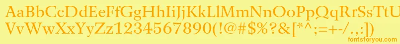 フォントWilkeltstdRoman – オレンジの文字が黄色の背景にあります。