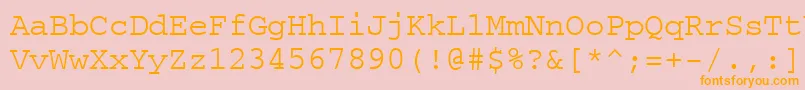 フォントCourierps – オレンジの文字がピンクの背景にあります。