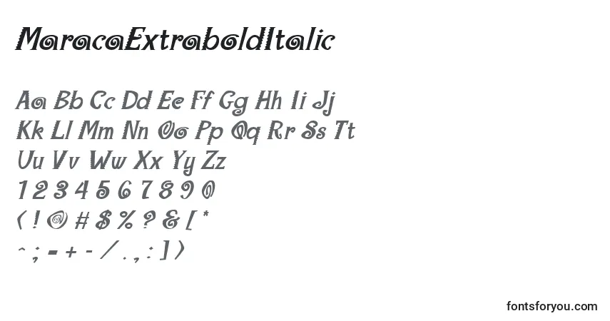 MaracaExtraboldItalic font – alphabet, numbers, special characters