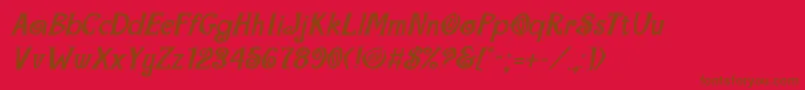 Fonte MaracaExtraboldItalic – fontes marrons em um fundo vermelho
