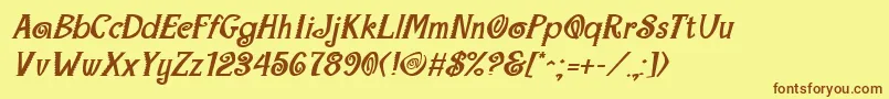 MaracaExtraboldItalic Font – Brown Fonts on Yellow Background