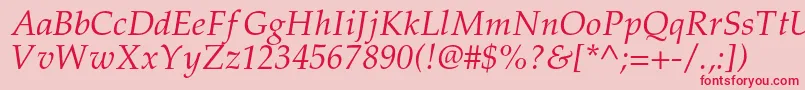 フォントPalladiumcItalic – ピンクの背景に赤い文字