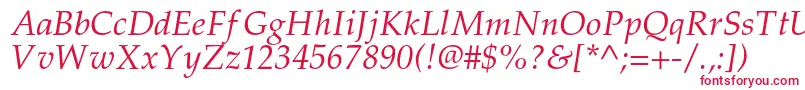 フォントPalladiumcItalic – 白い背景に赤い文字