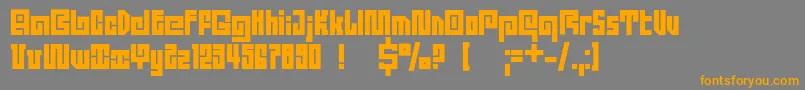 フォントDsquadroc – オレンジの文字は灰色の背景にあります。