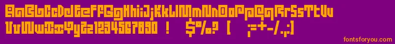 Dsquadroc-Schriftart – Orangefarbene Schriften auf violettem Hintergrund