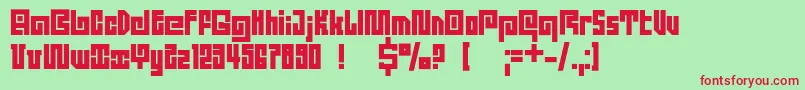 Czcionka Dsquadroc – czerwone czcionki na zielonym tle