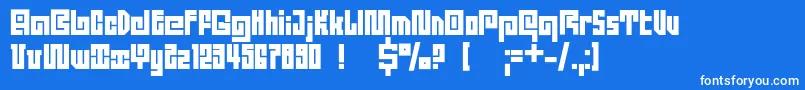 Dsquadroc-Schriftart – Weiße Schriften auf blauem Hintergrund