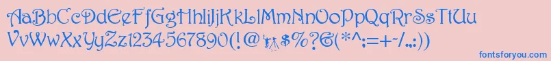 HarringtonMedium Font – Blue Fonts on Pink Background