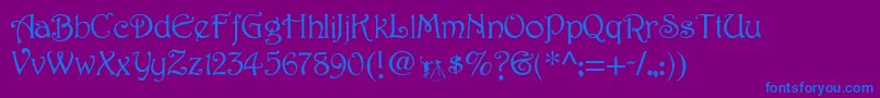 HarringtonMedium-Schriftart – Blaue Schriften auf violettem Hintergrund