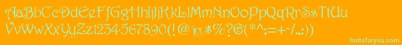 HarringtonMedium Font – Green Fonts on Orange Background