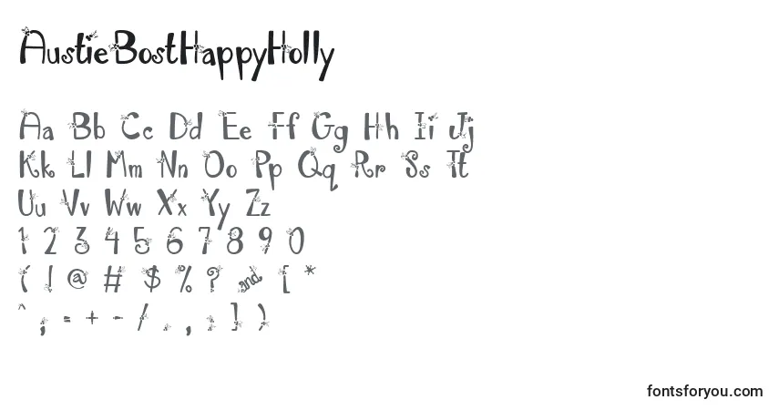 AustieBostHappyHolly font – alphabet, numbers, special characters