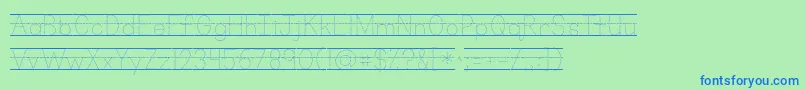 フォントKgprimarydotslined – 青い文字は緑の背景です。