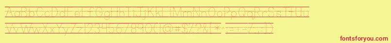 Kgprimarydotslined Font – Red Fonts on Yellow Background