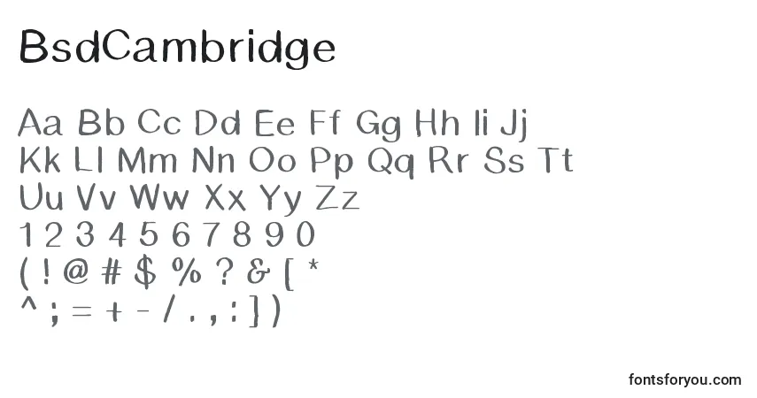 A fonte BsdCambridge – alfabeto, números, caracteres especiais