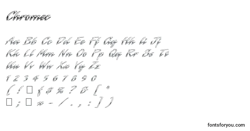 Schriftart Chromec – Alphabet, Zahlen, spezielle Symbole