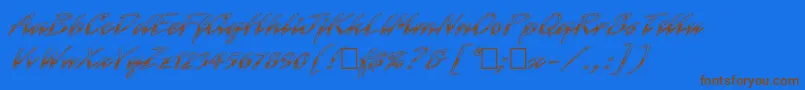 Chromec-Schriftart – Braune Schriften auf blauem Hintergrund