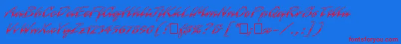 Chromec-Schriftart – Rote Schriften auf blauem Hintergrund