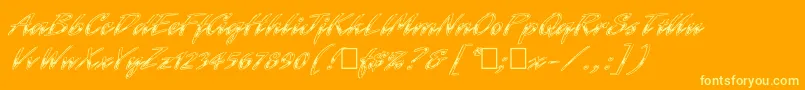 Chromec-Schriftart – Gelbe Schriften auf orangefarbenem Hintergrund