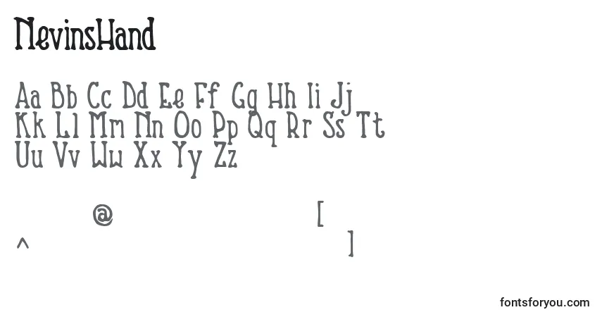 Шрифт NevinsHand – алфавит, цифры, специальные символы