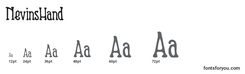 NevinsHand Font Sizes
