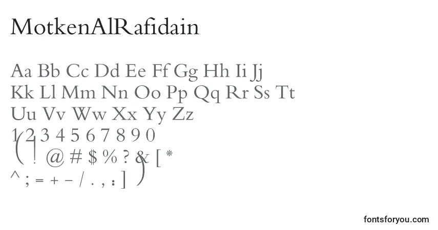 MotkenAlRafidain-fontti – aakkoset, numerot, erikoismerkit