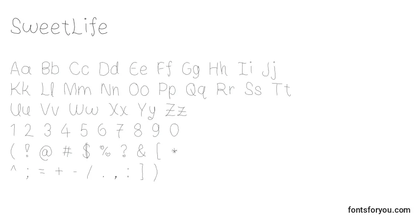 Czcionka SweetLife – alfabet, cyfry, specjalne znaki