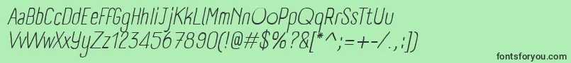 Fonte PanforteLightItalic – fontes pretas em um fundo verde