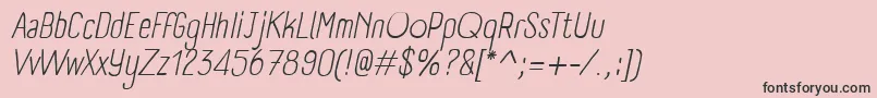 フォントPanforteLightItalic – ピンクの背景に黒い文字