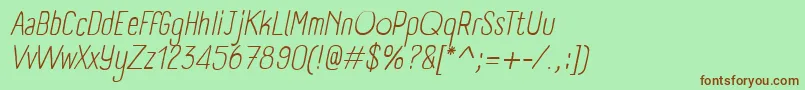 Fonte PanforteLightItalic – fontes marrons em um fundo verde