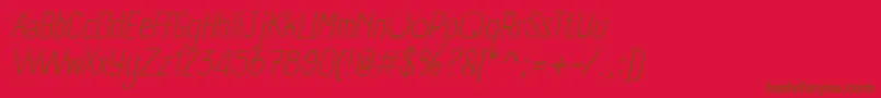 Fonte PanforteLightItalic – fontes marrons em um fundo vermelho