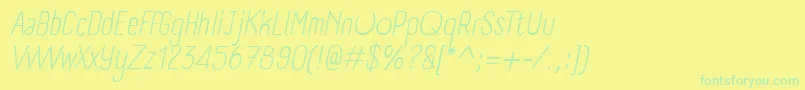 PanforteLightItalic-fontti – vihreät fontit keltaisella taustalla