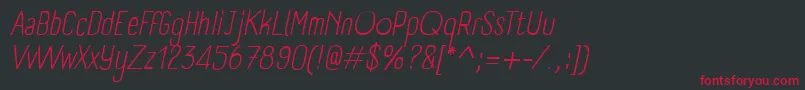 Fonte PanforteLightItalic – fontes vermelhas em um fundo preto