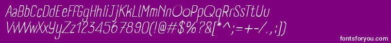 Saiba mais sobre a fonte PanforteLightItalic Fonte PanforteLightItalic – fontes brancas em um fundo violeta