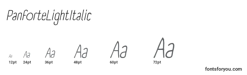 PanforteLightItalic Font Sizes