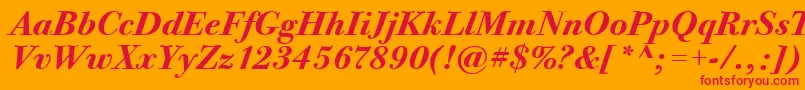 BodoniTwelveItcTtBolditalic Font – Red Fonts on Orange Background