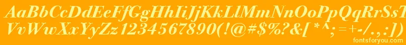 BodoniTwelveItcTtBolditalic Font – Yellow Fonts on Orange Background