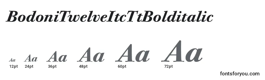 BodoniTwelveItcTtBolditalic Font Sizes