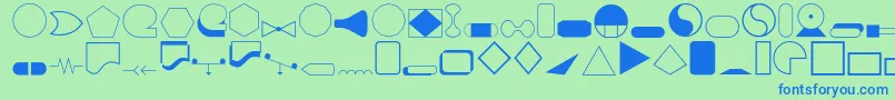 Shapes1o-Schriftart – Blaue Schriften auf grünem Hintergrund