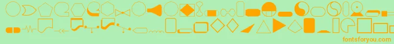 Weitere Informationen zur Shapes1o-Schriftart Shapes1o-Schriftart – Orangefarbene Schriften auf grünem Hintergrund