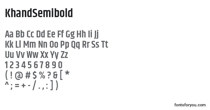 A fonte KhandSemibold – alfabeto, números, caracteres especiais