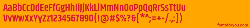 KhandSemibold-Schriftart – Rote Schriften auf orangefarbenem Hintergrund