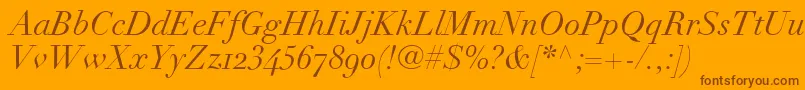 Шрифт LinotypeDidotItalicOldstyleFigures – коричневые шрифты на оранжевом фоне