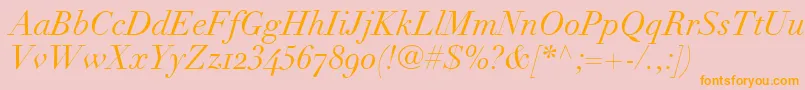 LinotypeDidotItalicOldstyleFigures Font – Orange Fonts on Pink Background